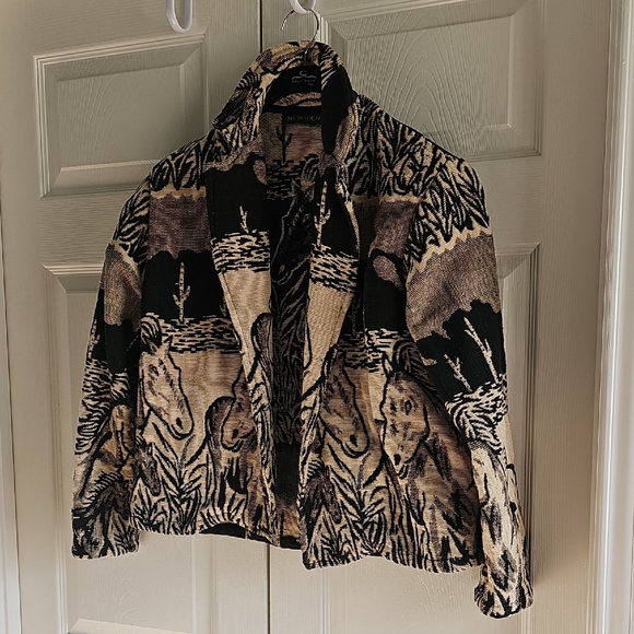 Vintage New Identity Women's Equestrian Thick Cotton Tapestry Jacket Small - Picture 3 of 16